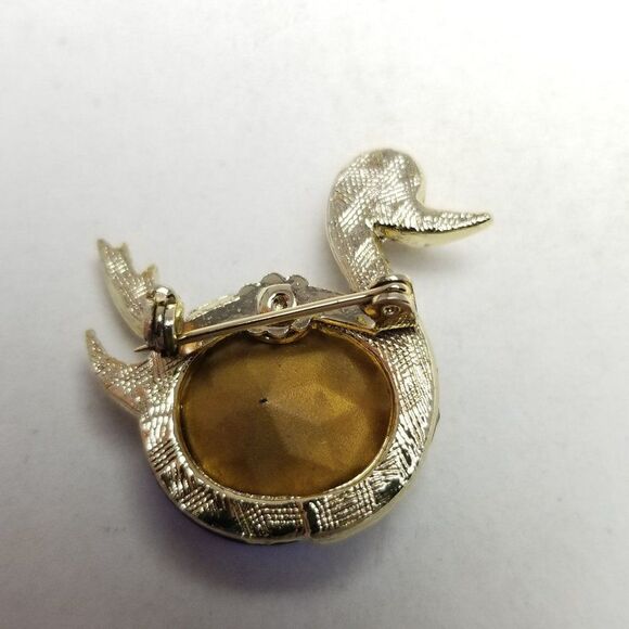 Vintage Blue Rhinestone Bird Swan Brooch, Duck Goose Lapel Pin, Estate - Picture 3 of 6